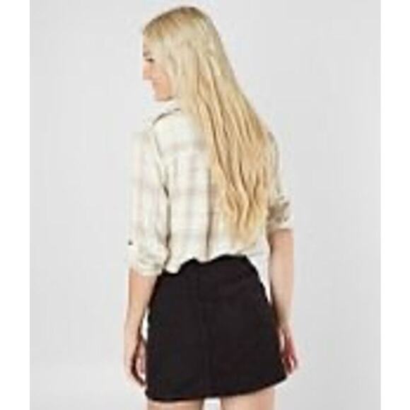 Billabong Venture Out Plaid Shirt Women’s Size M Cream/Tan EUC - Picture 2 of 11